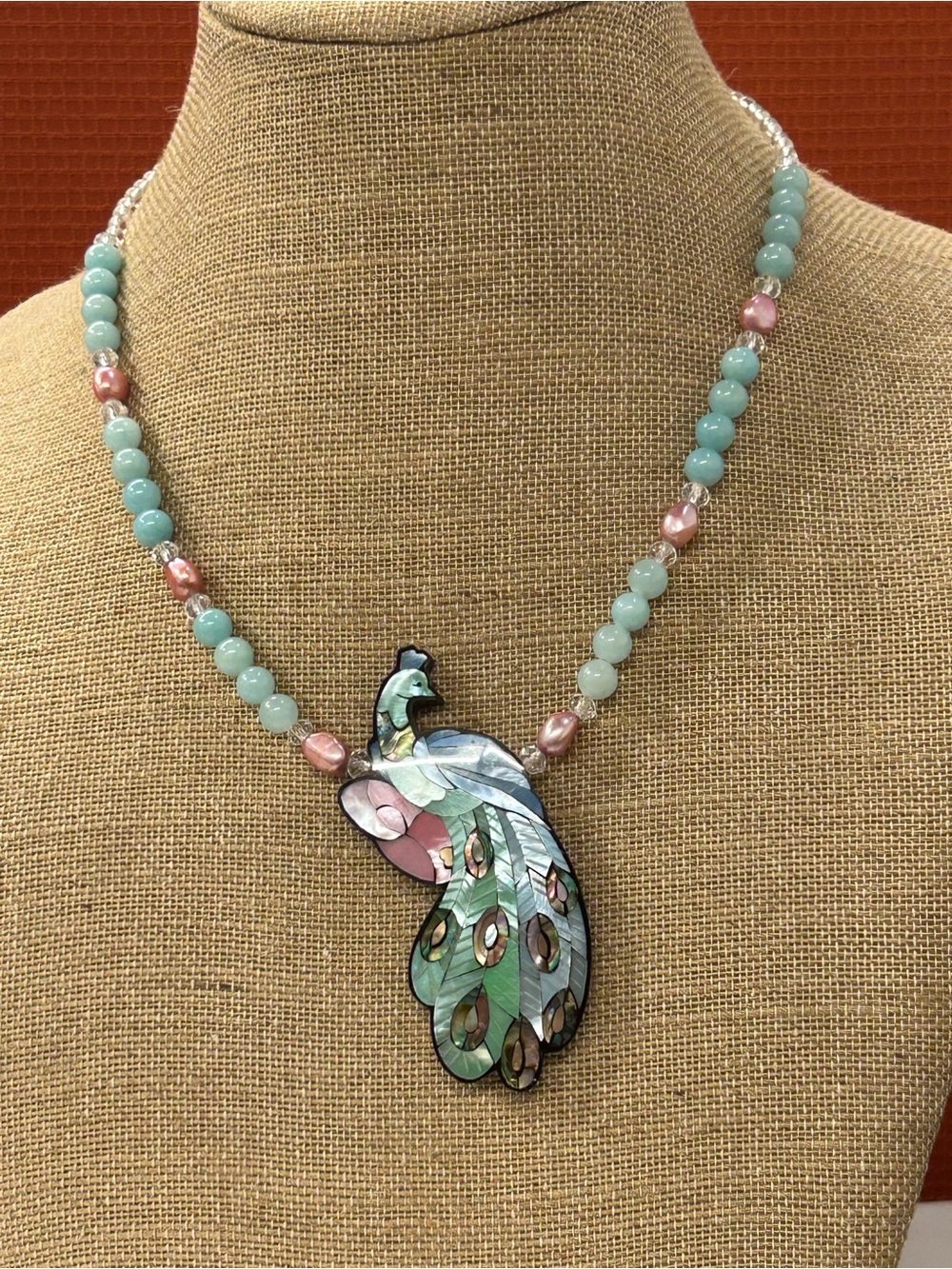 Lee Sands peacock necklace vintage